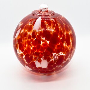 Red and White Speckled Blown Glass Ornament, Glass Christmas Ornament, Friendship Ornament