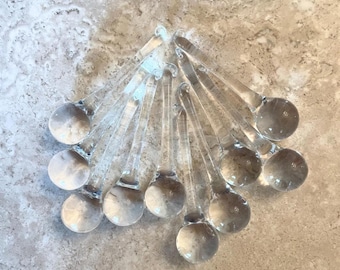 Handmade Clear Glass Raindrop Ornaments 3&quot; Set of 10 Handmade Glass Drops, Chandelier Replacement Drops, Christmas Decor