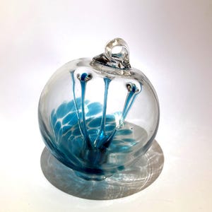 3&quot; Aqua Blue Blown Glass Witch Ball Ornament by 2 Sisters Artisan Glass