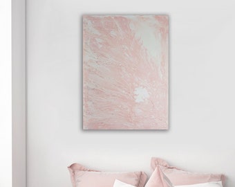 Pintura abstracta original en color rosa rubor sobre lienzo de 40"x30"