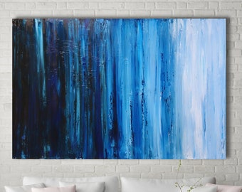 ABSTRACT PAINTING Indigo Painting Blue Abstract Seascape Modern Art Original Painting XLarge Canvas Art Abstract Landscape Wall Art Prutski