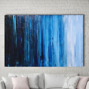 ABSTRACT PAINTING Indigo Painting Blue Abstract Seascape Modern Art Original Painting XLarge Canvas Art Abstract Landscape Wall Art Prutski image 1