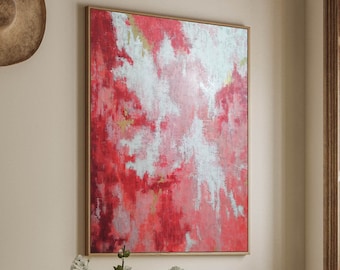 PINK RED ABSTRACT Painting, Original Art Decor, Made to Order
