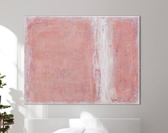 Pintura abstracta original en rosa, arte acrílico texturizado, hecha a pedido.