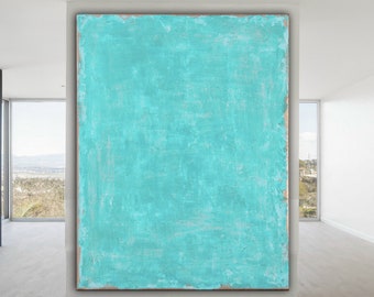 Teal Abstract Painting, Blue Green Aqua Art, Original Artwork, Made to Order