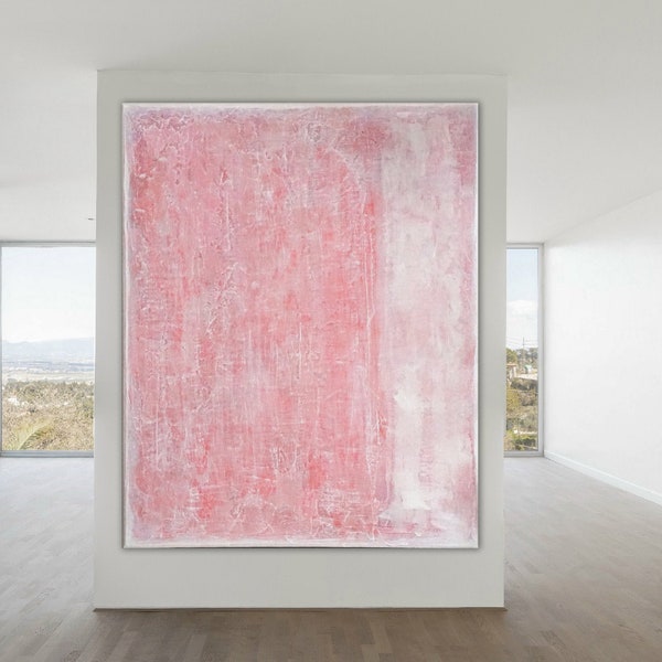 ORIGINAL PINK ABSTRACT Painting, Minimalist Painting, Blush Pink Abstract Acrylic Painting,  Pink Devotion