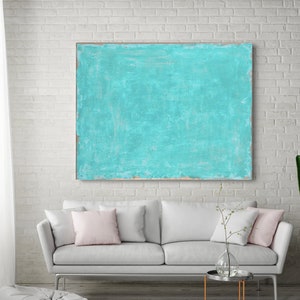 ORIGINAL ABSTRACT PAINTING, Teal Abstract, Minimalist Painting, Blue Green Aqua Abstract, Acrylic Painting