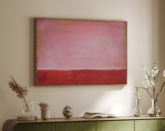 Pink Red Abstract Original Painting, Minimalist Art, Made to Order