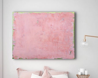 Pintura abstracta rosa ruborizada, arte sobre lienzo acrílico texturizado