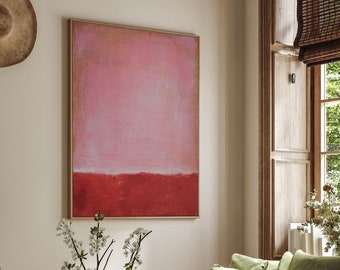 PINK RED ABSTRACT Landscape, Original Minimalist Painting, Pink  Abstract Acrylic Painting, Sunrise