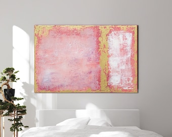 Pintura abstracta original en rosa, lienzo texturizado, hecha a pedido.