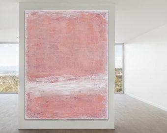 ORIGINAL PINK ABSTRACT Painting XLarge Canvas Art Minimalist Painting Blush Pink Abstract Acrylic Painting Textured Art Custom Art