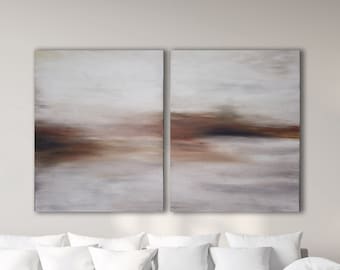 Beige original Painting DIPTYCH ORIGINAL ABSTRACT XLarge Canvas Art Set of 2 paintings Abstract Landscape Seascape