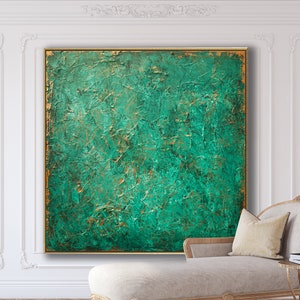 Abstract Painting XLARGE Canvas Art Original Custom Painting Green ASTRACT Art Textutred Oil Painting Minimalist Art Textured Art