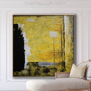 Minimalist Abstract Painting Black Yellow Abstract Large Canvas Art Oversized Painting Contemporary Original Art Contemporary Minimalist Art