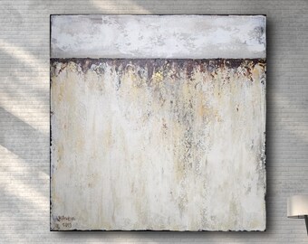 ORIGINAL ABSTRACT PAINTING Abstarct Seascape XLarge Canvas Art Minimalist Painting Abstract Landscape Beige Abstract White Gold Abstract
