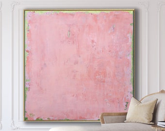 ORIGINAL PINK ABSTRACT Painting XLarge Canvas Art Minimalist Painting Blush Pink Abstract Acrylic Painting Textured Art Custom Art