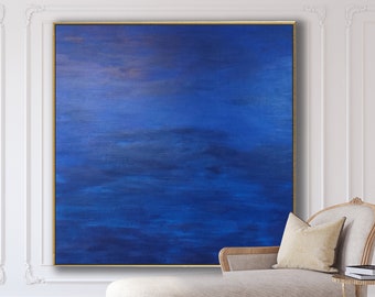 ORIGINAL ABSTRACT MINIMALIST Painting XLarge Canvas Art Blue Abstrat Painting Blue Minimalist Lanscape Original Art Abstract Seascape Custom
