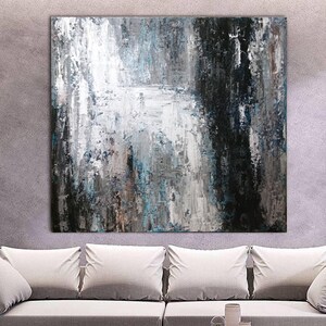GRAY ABSTRACT PAINTING Large Canvas Art Abstract Painting Original Large Abstract Canvas Art Abstract Painting Blue Abstarct Wall Art Canvas