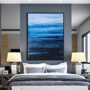 ABSTRACT PAINTING Indigo Painting Blue Abstract Seascape Modern Art Original Painting XLarge Canvas Art Abstract Landscape Wall Art Prutski image 6