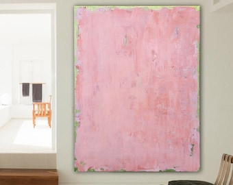 Original Blush Pink Abstract Painting, Textured Minimalist Art, Made to Order