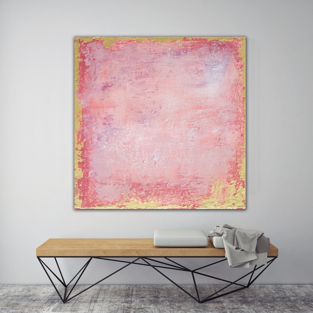 ORIGINAL PINK ABSTRACT Painting Xlarge Canvas Art Minimalist Painting