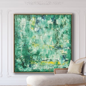 Abstract Painting XLARGE Canvas Art Original Custom Painting Green ASTRACT Art Textutred Oil Painting Minimalist Art Textured Art