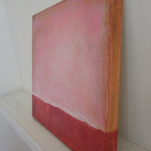 PINK RED ABSTRACT Landscape, Original Minimalist Painting, Pink Abstract Acrylic Painting, Sunrise image 10