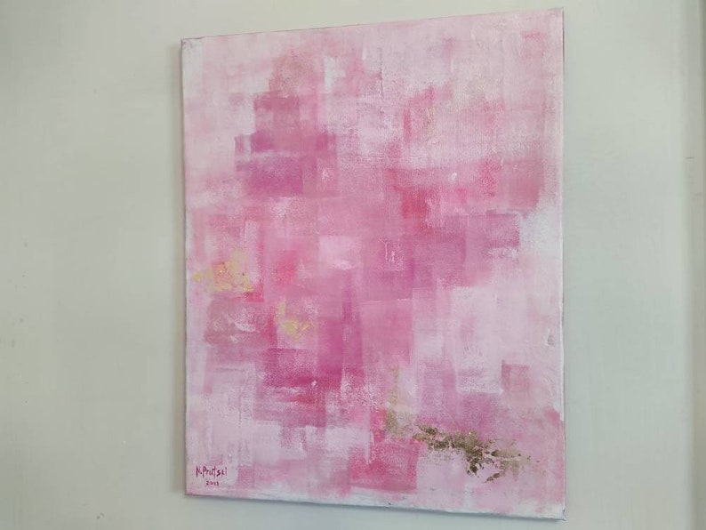Original Pink Abstract Painting Xlarge Canvas Art Minimalist Etsy