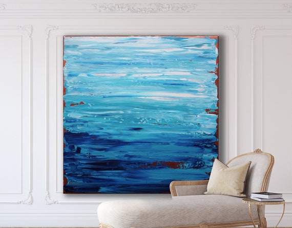 ORIGINAL ABSTRACT MINIMALIST Painting XLarge Canvas Art Painting Black White Abstract Lanscape Original Painting Seascape Custom Painting