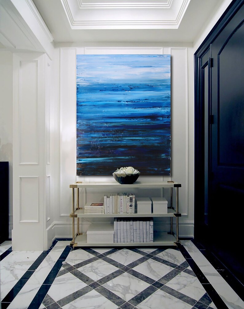 ABSTRACT PAINTING Indigo Painting Blue Abstract Seascape Modern Art Original Painting XLarge Canvas Art Abstract Landscape Wall Art Prutski image 2