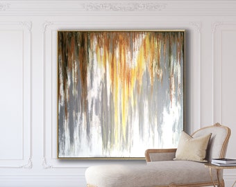 ABSTRACT PAINTING Large Canvas Art Unstretched Custom Painting Gray Abstarct Minimalist Painting Wall Art Modern Art Oil Painting