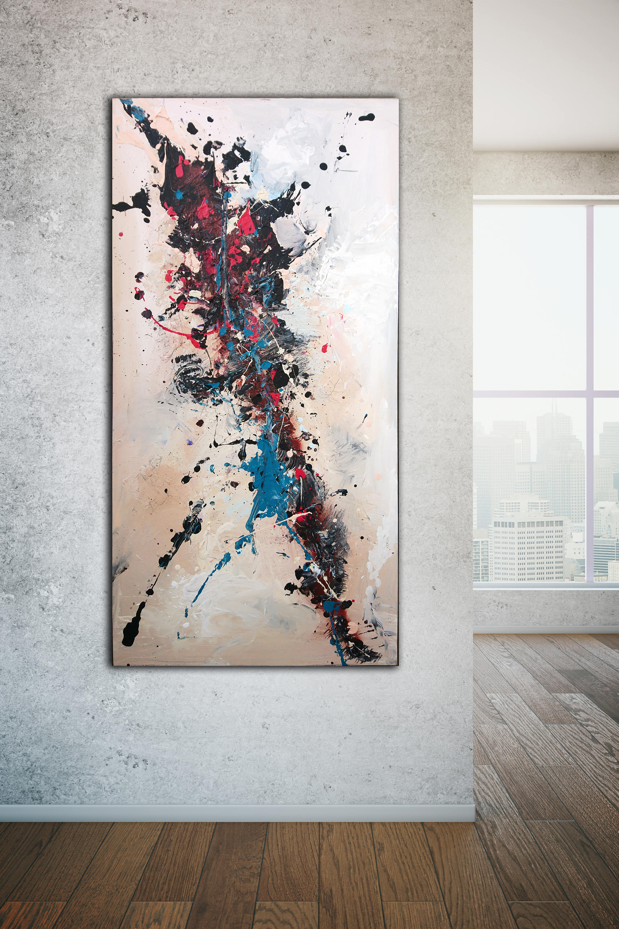ABSTRACT PAINTING 24X48 Large Canvas Art / Original ... ABSTRACT PAINTING 24X48 Large Canvas Art / Original ...