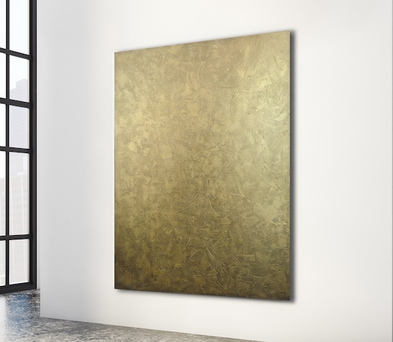 60"x48" ORIGINAL GOLD PAINTING, Minimalist Art, Abstract Painting in Gold/Bronze, Ready to ship