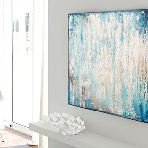 Original Abstract Art XLarge Canvas Art Large Painting Blue White Abstarct Original Painting Industrial Art Minimalist Art Custom Art image 7