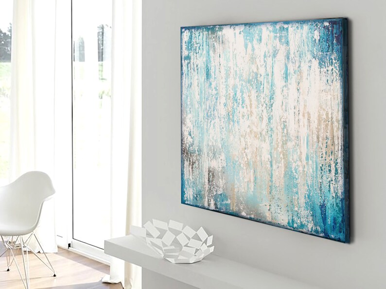 Original Abstract Art XLarge Canvas Art Large Painting Blue White Abstarct Original Painting Industrial Art Minimalist Art Custom Art image 7