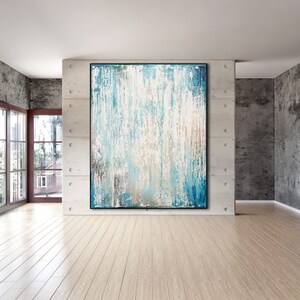 Original Abstract Art XLarge Canvas Art Large Painting Blue White Abstarct Original Painting Industrial Art Minimalist Art Custom Art image 10