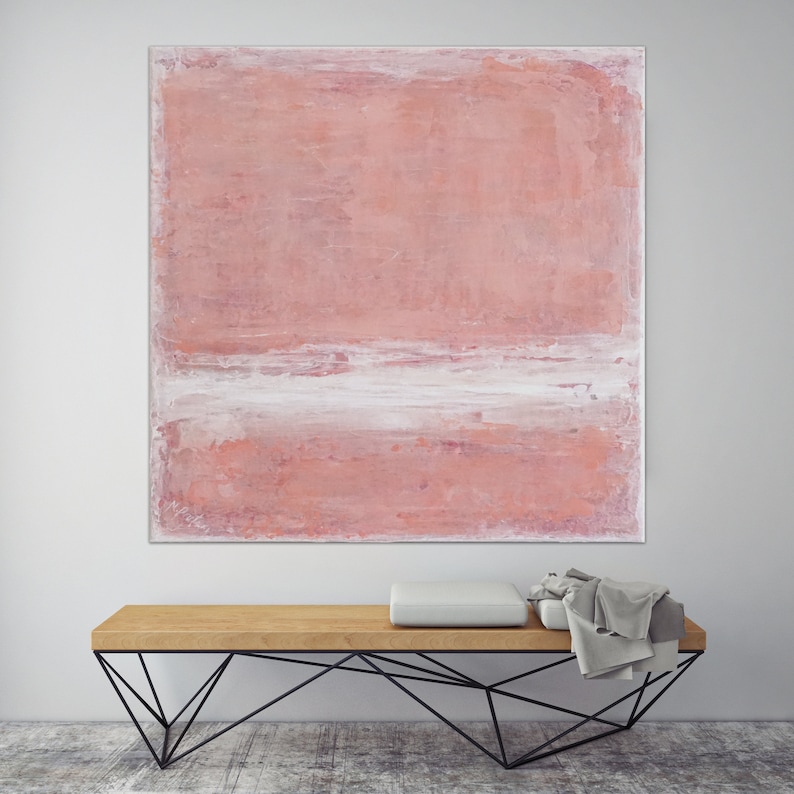 Buy ORIGINAL PINK ABSTRACT Painting Xlarge Canvas Art Minimalist Online