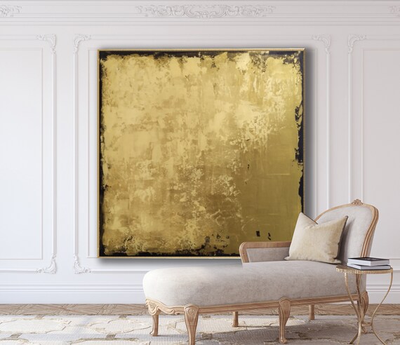 Original Abstract Painting, Gold Painting, Black Gold Bronze Abstract, Minimalist Abstract Painting  Large Canvas Art Oversized Painting