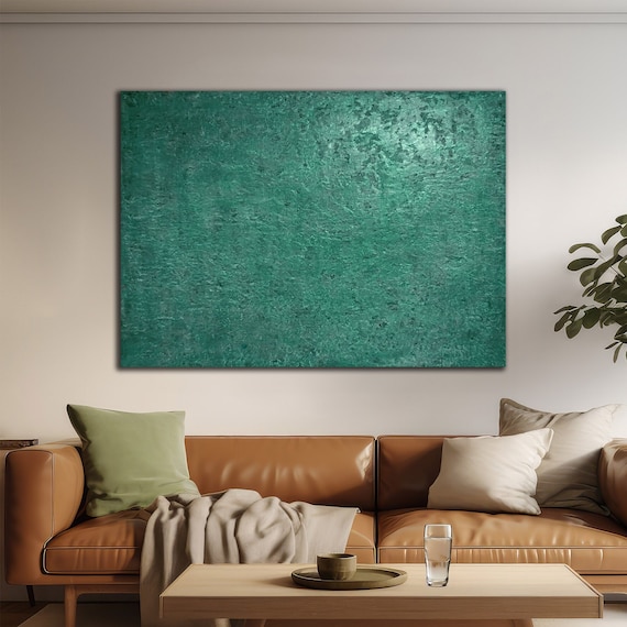 ORIGINAL GREEN Abstract Painting, Large Forest Green Abstract, Made to order original painting