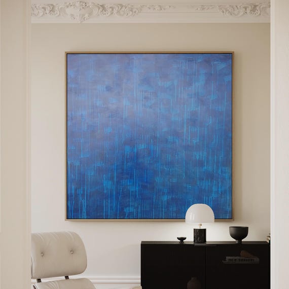 48"x48" ORIGINAL ABSTRACT PAINTING, Blue Abstarc, Modern Art, Ready to Ship