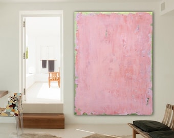 ORIGINAL Pink Abstrakte Malerei XL Große Leinwand Kunst Minimalistische Malerei Blush Rosa Abstrakte Acrylmalerei Strukturierte Kunst Benutzerdefinierte Kunst