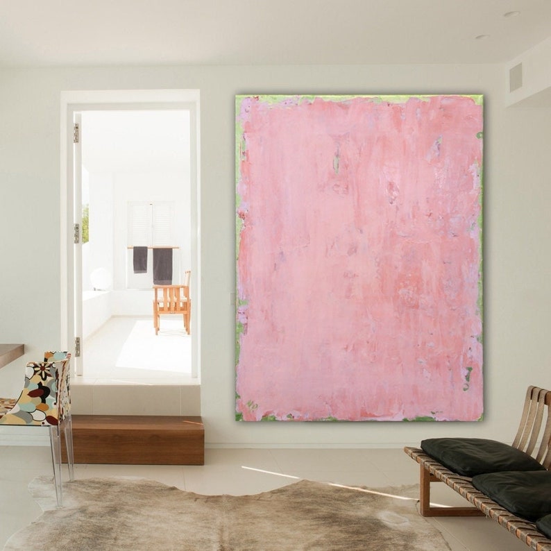 ORIGINAL PINK ABSTRACT Painting XLarge Canvas Art Minimalist Painting Blush Pink Abstract Acrylic Painting Textured Art Custom Art Vertical