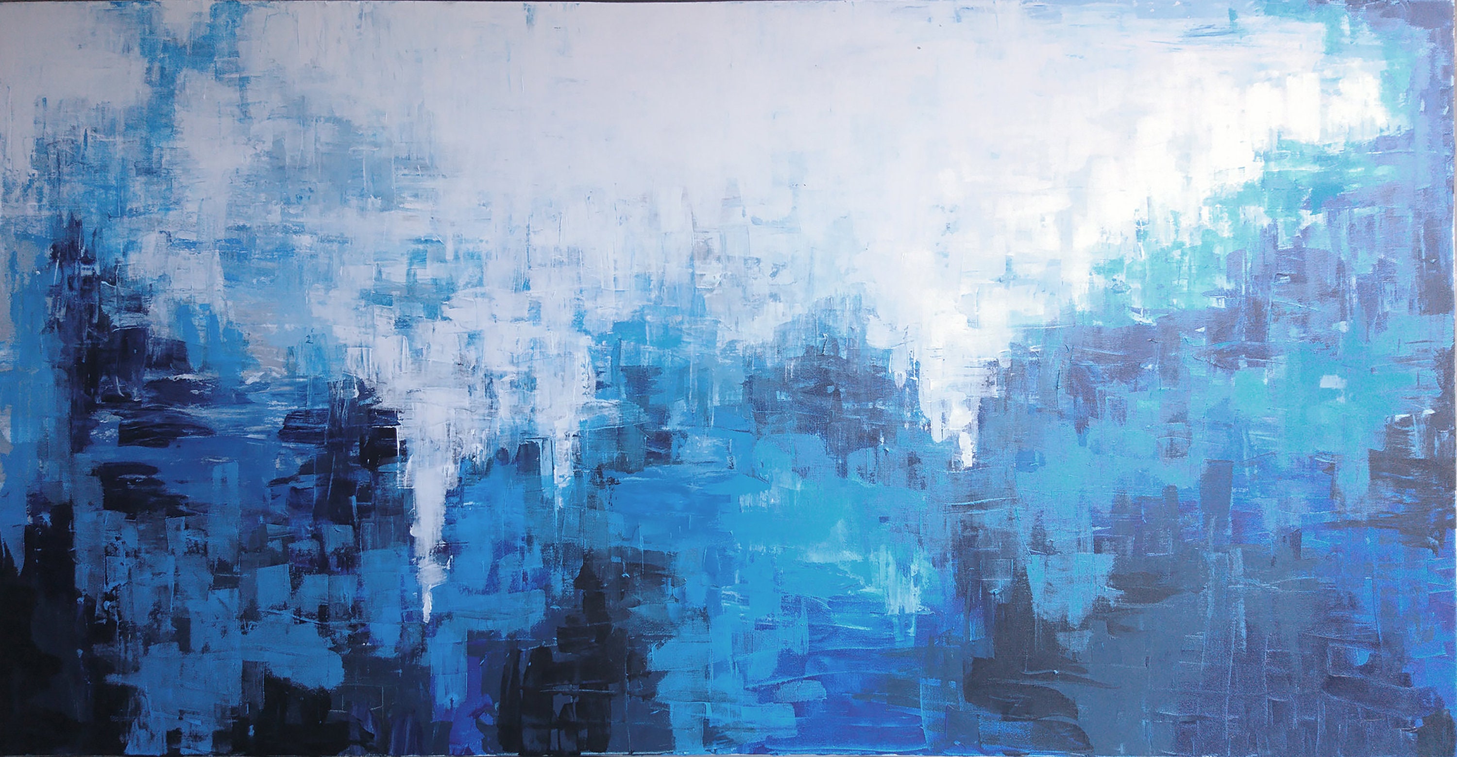 blue and white abstract art