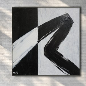 Minimalist Abstract Painting Black White Abstract Large Canvas Art Oversized Painting Gray Abstract Original Art Contemporary Minimalist Art