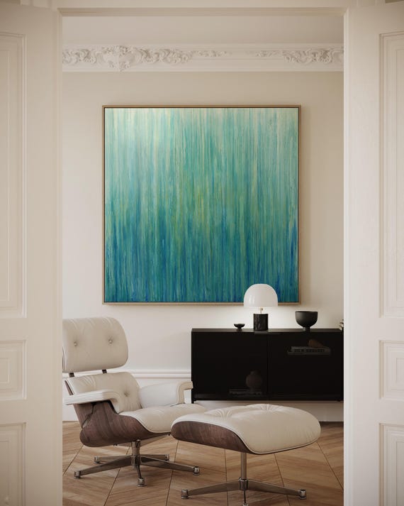 Green Blue Abstract Painting, Original Artwork,  Made to Order Art