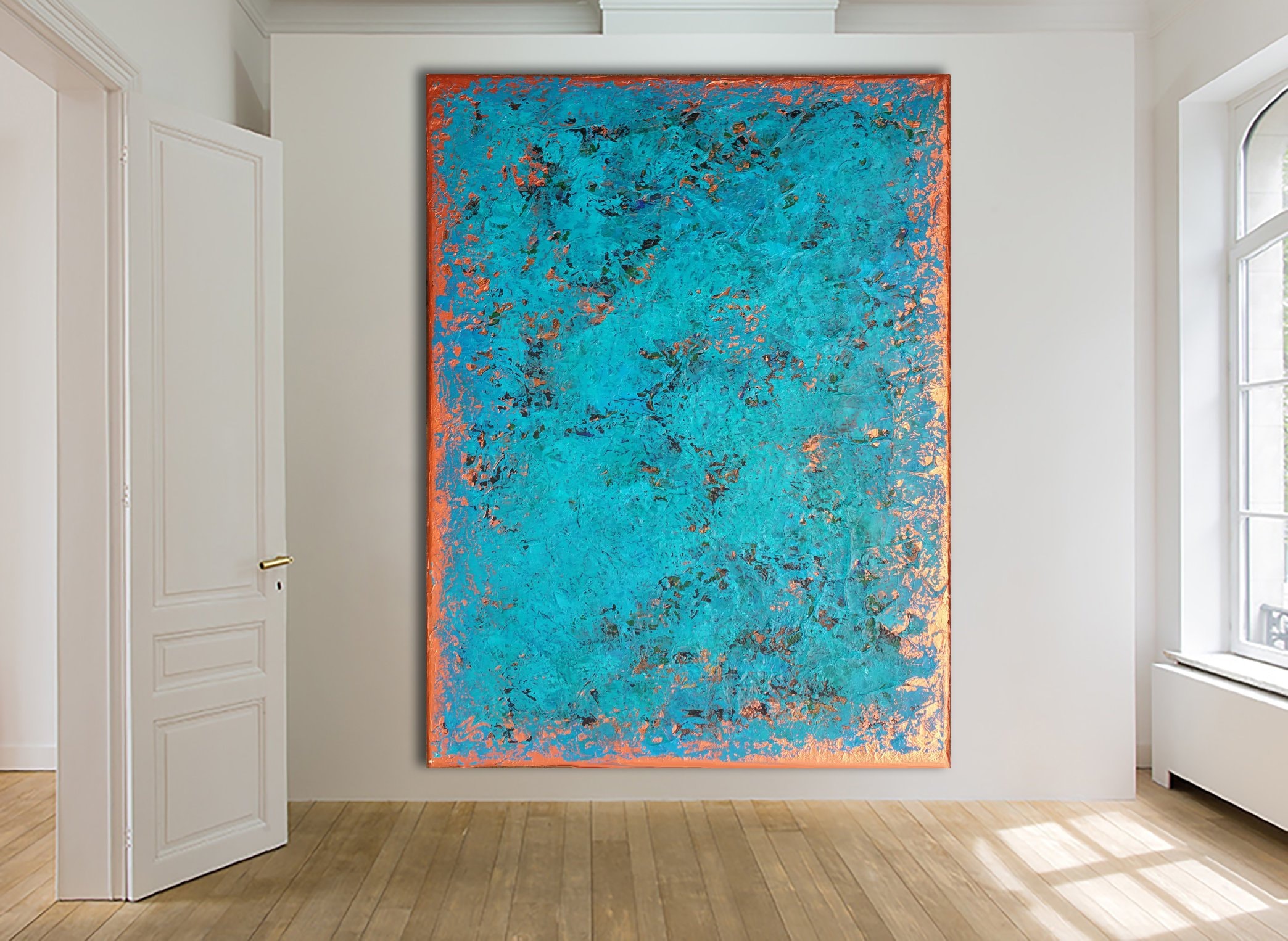 Original ABSTRACT PAINTING Custom Painting Large Canvas Art Turquoise