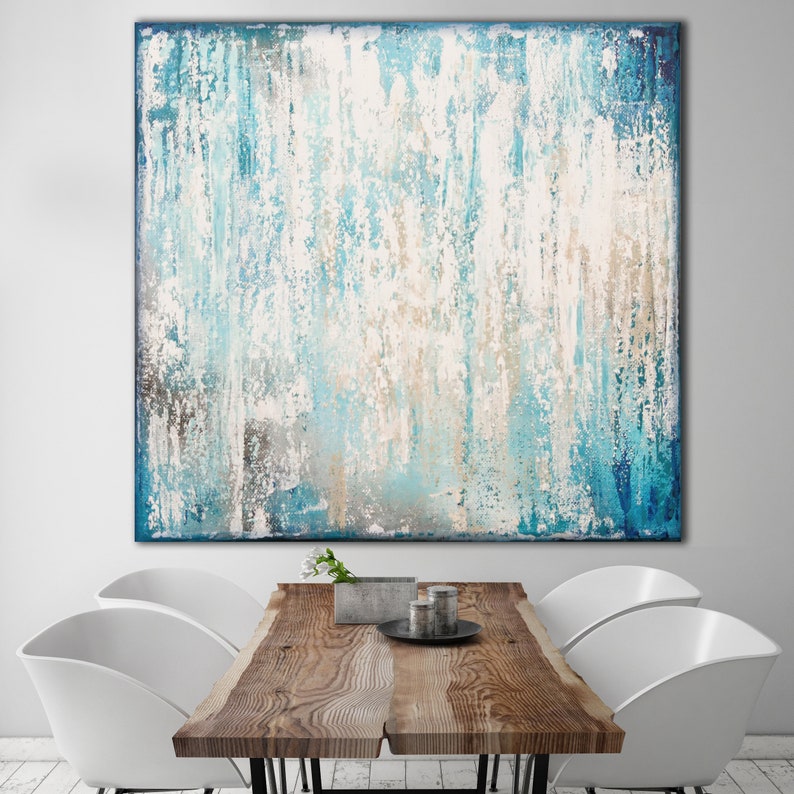 Original Abstract Art XLarge Canvas Art Large Painting Blue White Abstarct Original Painting Industrial Art Minimalist Art Custom Art image 9