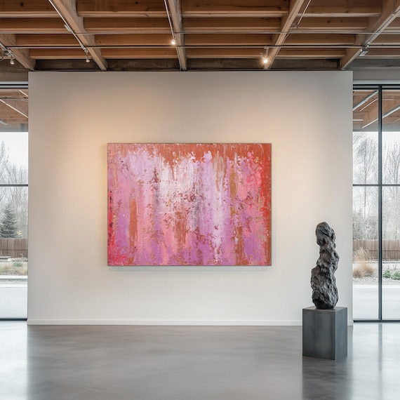 Original Pink Abstract Painting, Original Textured Art, Oil on Canvas, Made to Order
