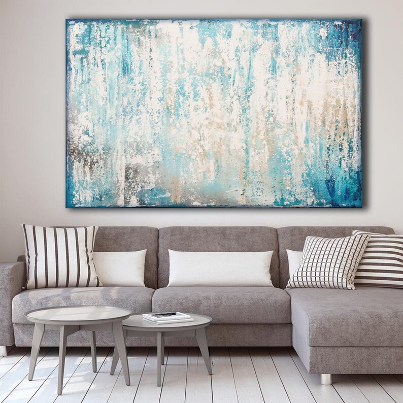 Original Abstract Art XLarge Canvas Art Large Painting Blue White Abstarct Original Painting Industrial Art Minimalist Art Custom Art image 5